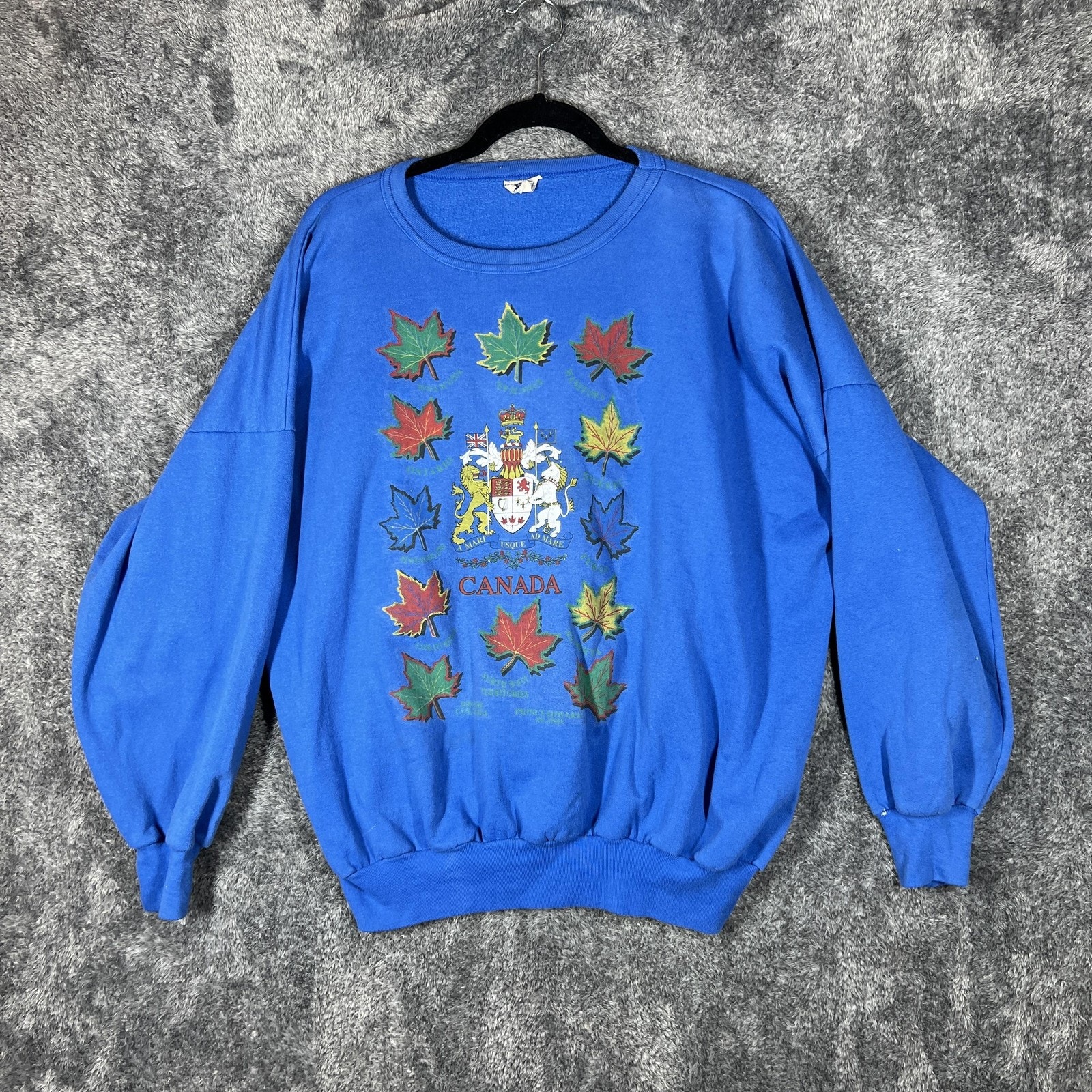 Vintage Screen Tees Sweatshirt Mens Xl Blue Canada Maple Leaf Graphic 90s